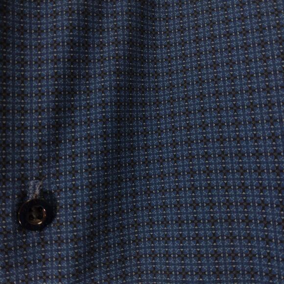 Lucky Brand shirt mens L Large blue geometric all over 4 way stretch performance - Picture 3 of 8